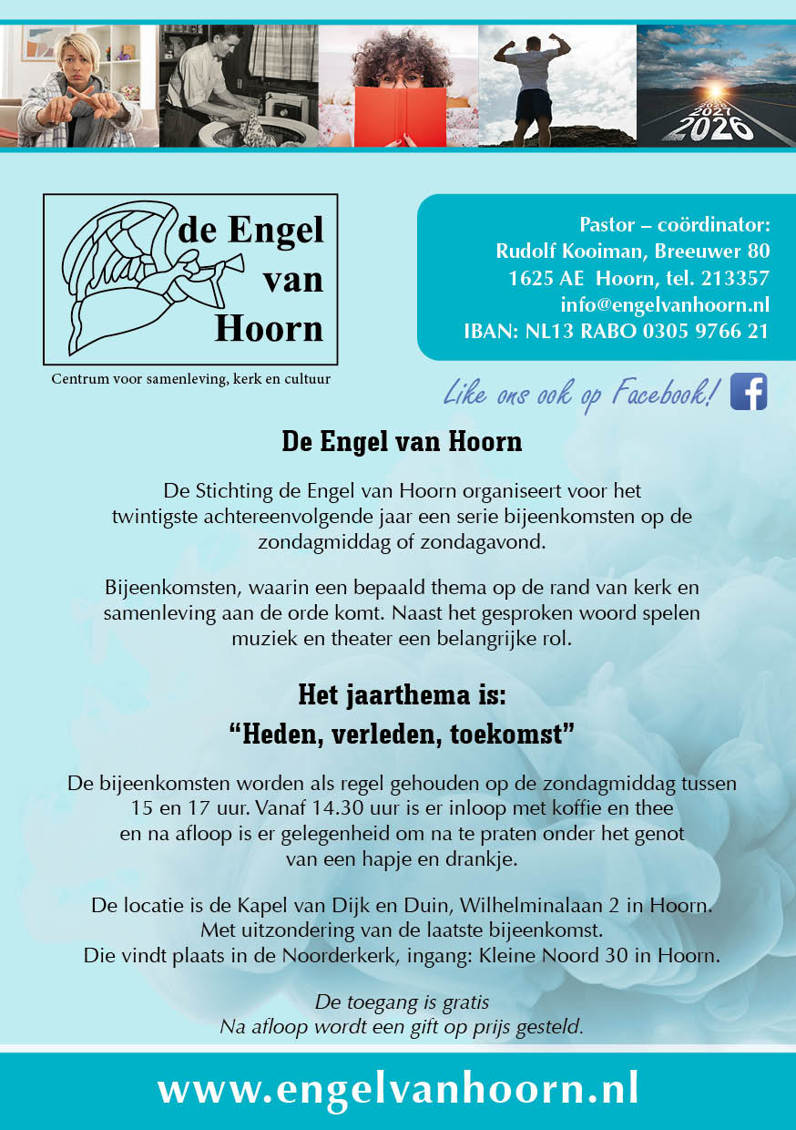 Flyer De Engel van Hoorn 2026 - 2027 voorkant